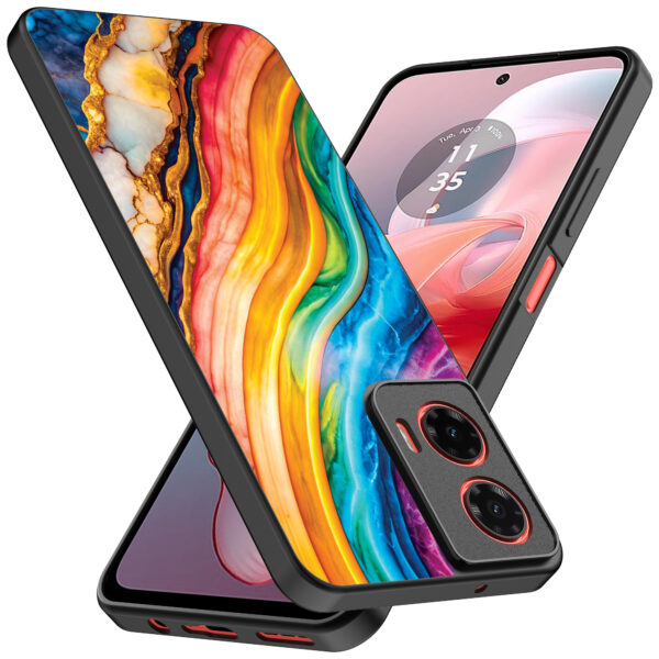 Motorola Moto G Power 2024 telefoonhoesje met regenboog goud marmer opdruk (2)