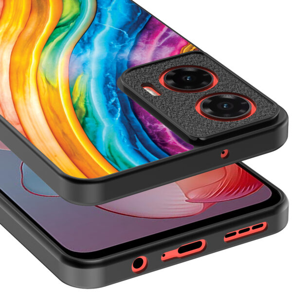 Motorola Moto G Power 2024 telefoonhoesje met regenboog goud marmer opdruk (4)