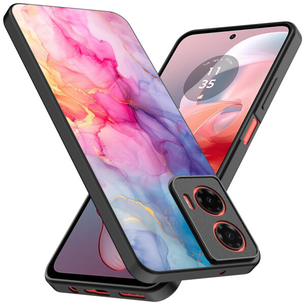 Motorola Moto G Power 2024 telefoonhoesje met regenboog marmer opdruk (2)
