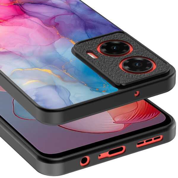 Motorola Moto G Power 2024 telefoonhoesje met regenboog marmer opdruk (4)