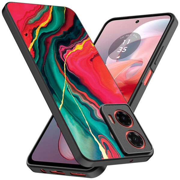 Motorola Moto G Power 2024 telefoonhoesje met rood groen marmer opdruk (2)