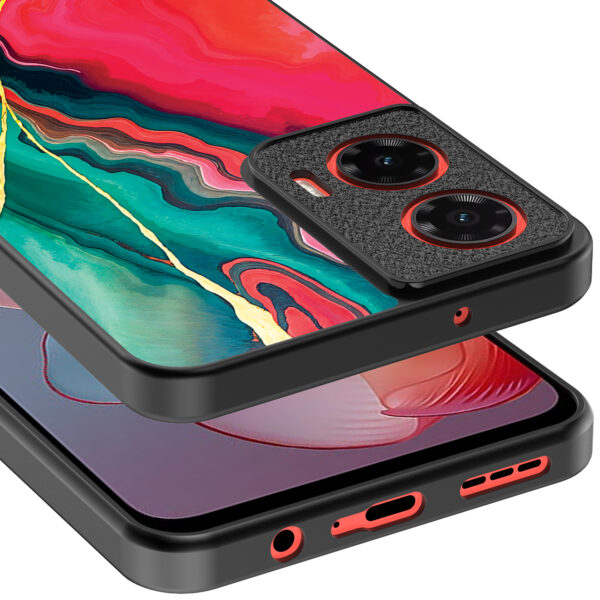 Motorola Moto G Power 2024 telefoonhoesje met rood groen marmer opdruk (4)