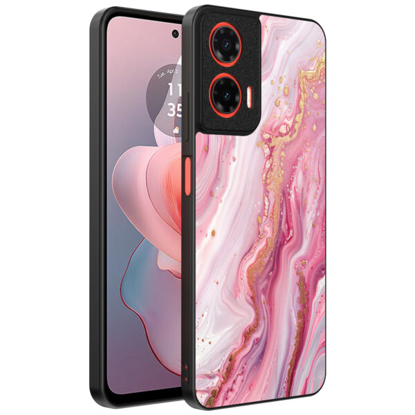 Motorola Moto G Power 2024 telefoonhoesje met roze marmer opdruk (1)