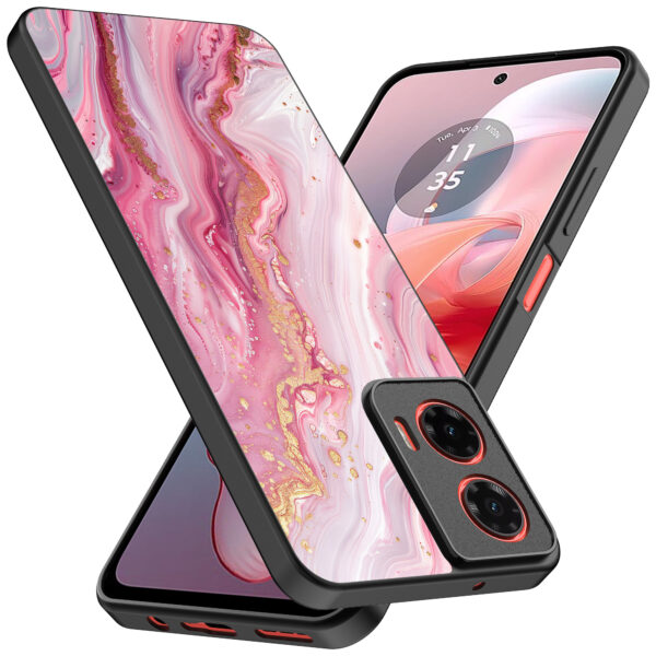 Motorola Moto G Power 2024 telefoonhoesje met roze marmer opdruk (2)