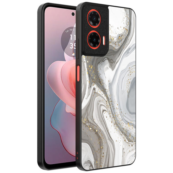 Motorola Moto G Power 2024 telefoonhoesje met zilver marmer opdruk (1)