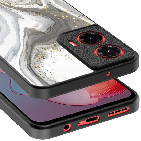 Motorola Moto G Power 2024 telefoonhoesje met zilver marmer opdruk (4)