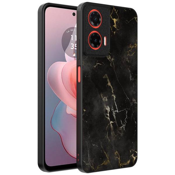 Motorola Moto G Power 2024 telefoonhoesje met zwart marmer opdruk (1)