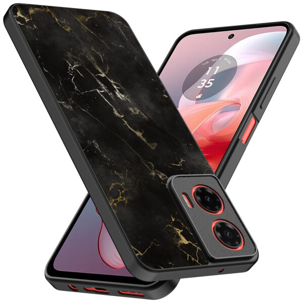 Motorola Moto G Power 2024 telefoonhoesje met zwart marmer opdruk (2)