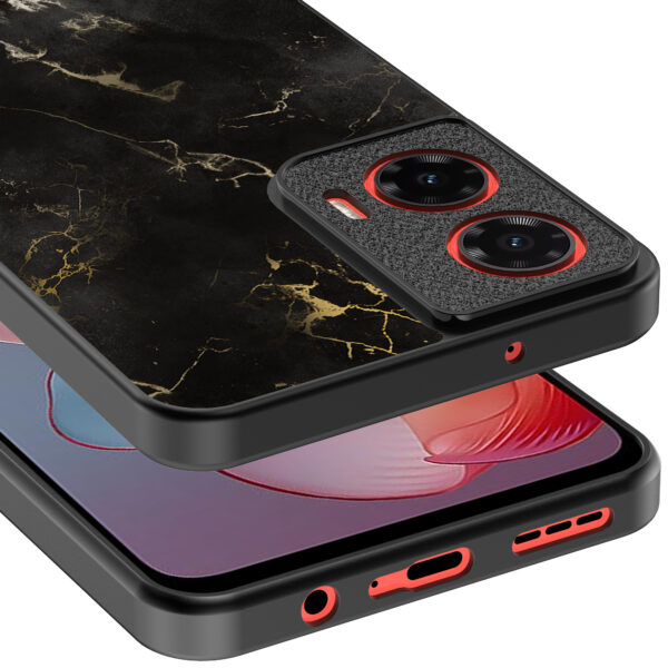 Motorola Moto G Power 2024 telefoonhoesje met zwart marmer opdruk (4)