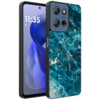 Motorola Moto G Power 2025 telefoonhoesje met blauw marmer opdruk (1)