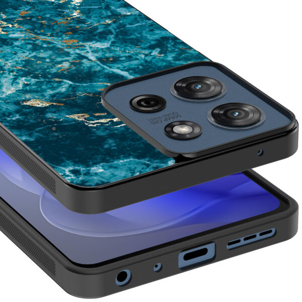 Motorola Moto G Power 2025 telefoonhoesje met blauw marmer opdruk (4)