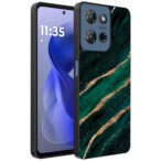 Motorola Moto G Power 2025 telefoonhoesje met groen goud marmer opdruk (1)