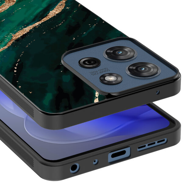 Motorola Moto G Power 2025 telefoonhoesje met groen goud marmer opdruk (4)