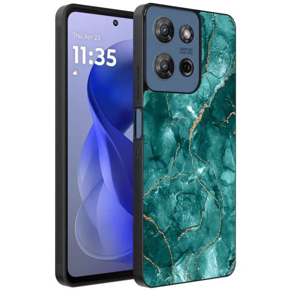 Motorola Moto G Power 2025 telefoonhoesje met groen marmer opdruk (1)