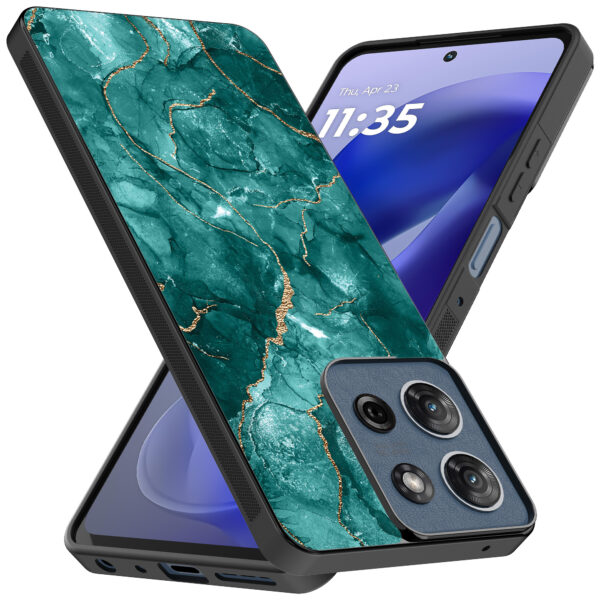 Motorola Moto G Power 2025 telefoonhoesje met groen marmer opdruk (2)