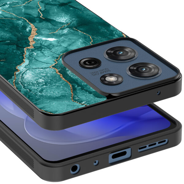 Motorola Moto G Power 2025 telefoonhoesje met groen marmer opdruk (4)