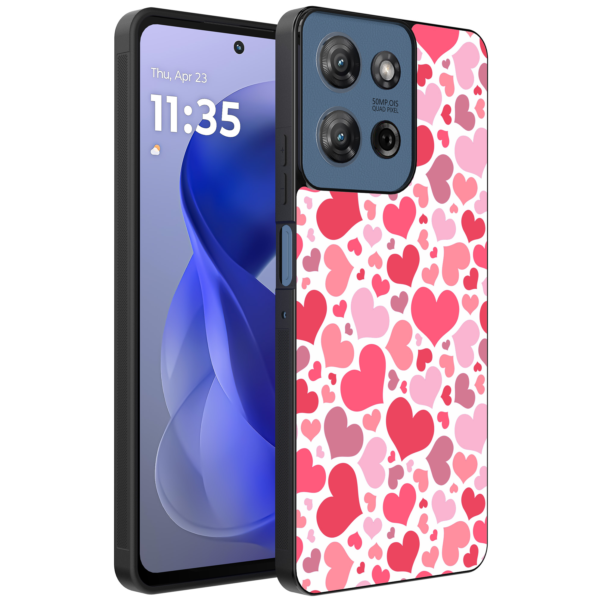 Motorola Moto G Power 2025 telefoonhoesje met hartjes opdruk transparant (1)