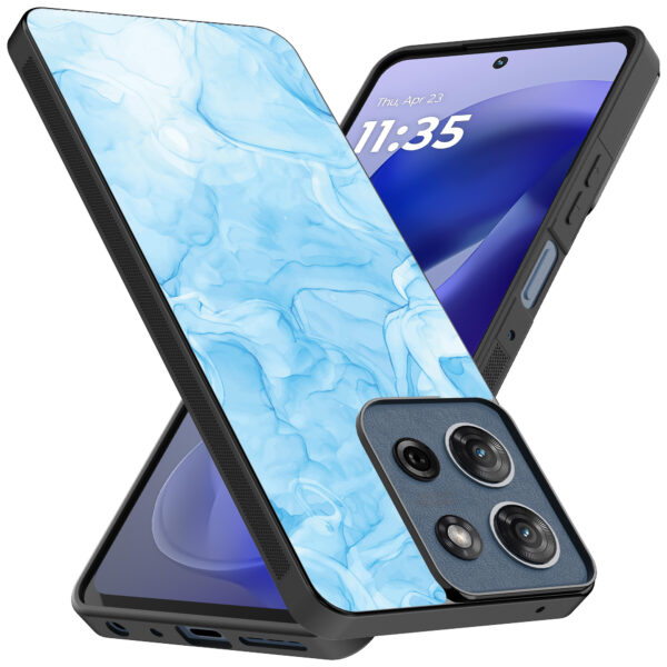 Motorola Moto G Power 2025 telefoonhoesje met lichtblauw marmer opdruk (2)