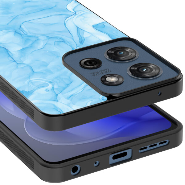 Motorola Moto G Power 2025 telefoonhoesje met lichtblauw marmer opdruk (4)