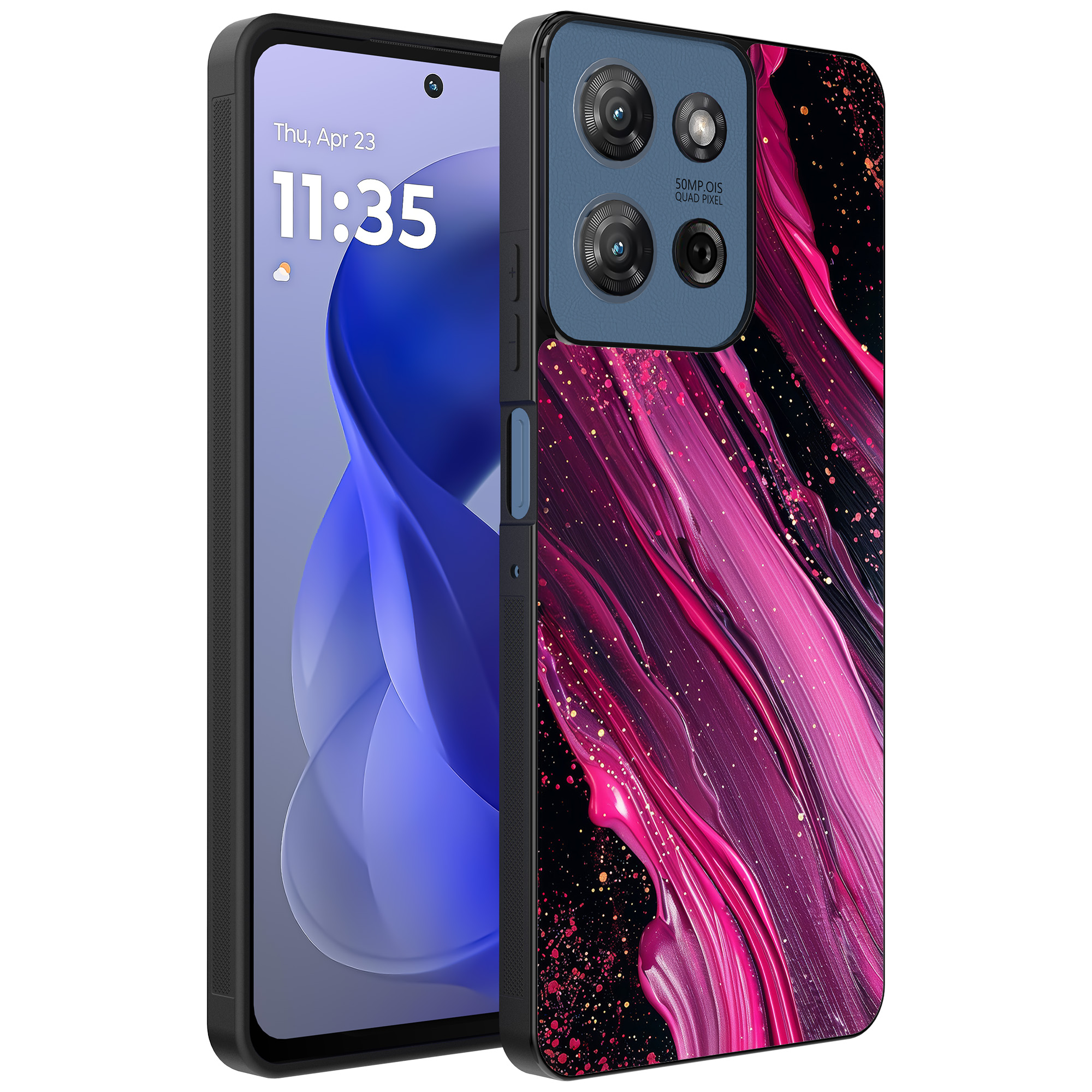 Motorola Moto G Power 2025 telefoonhoesje met paars roze marmer opdruk (1)