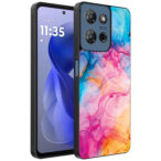 Motorola Moto G Power 2025 telefoonhoesje met regenboog acryl marmer opdruk (1)