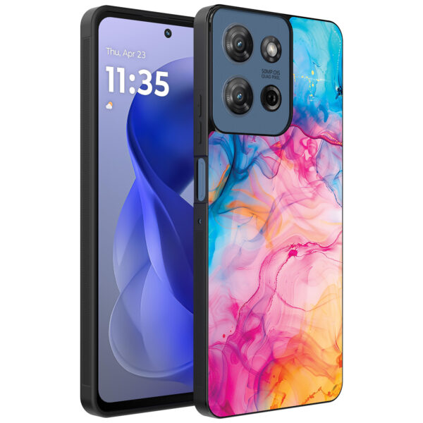 Motorola Moto G Power 2025 telefoonhoesje met regenboog acryl marmer opdruk (1)
