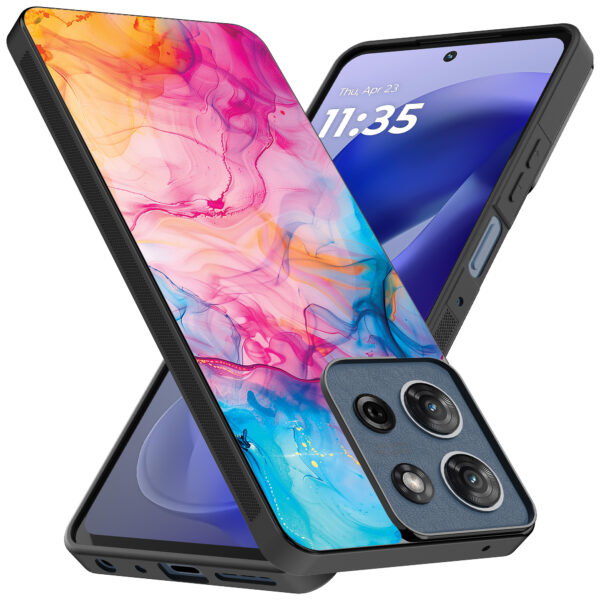 Motorola Moto G Power 2025 telefoonhoesje met regenboog acryl marmer opdruk (2)