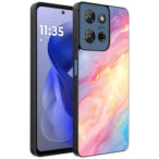 Motorola Moto G Power 2025 telefoonhoesje met regenboog glitter marmer opdruk (1)