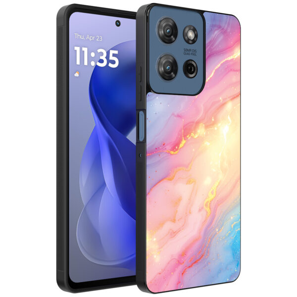 Motorola Moto G Power 2025 telefoonhoesje met regenboog glitter marmer opdruk (1)