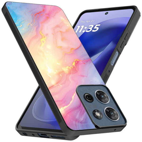 Motorola Moto G Power 2025 telefoonhoesje met regenboog glitter marmer opdruk (2)