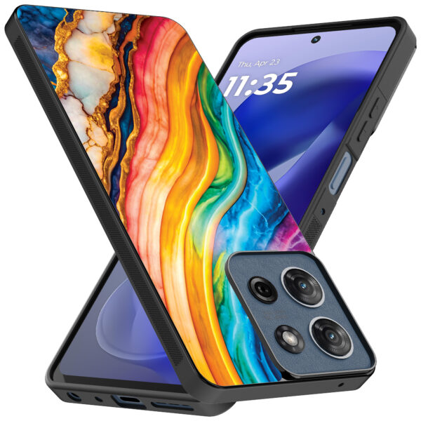 Motorola Moto G Power 2025 telefoonhoesje met regenboog goud marmer opdruk (2)