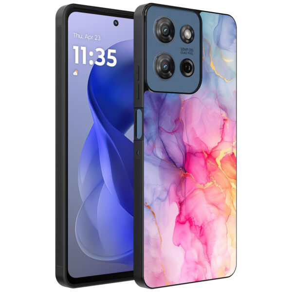 Motorola Moto G Power 2025 telefoonhoesje met regenboog marmer opdruk (1)