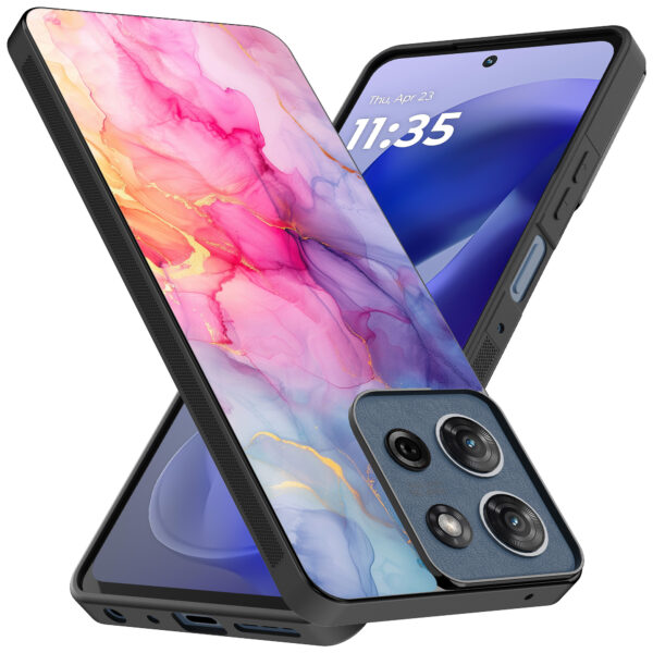 Motorola Moto G Power 2025 telefoonhoesje met regenboog marmer opdruk (2)