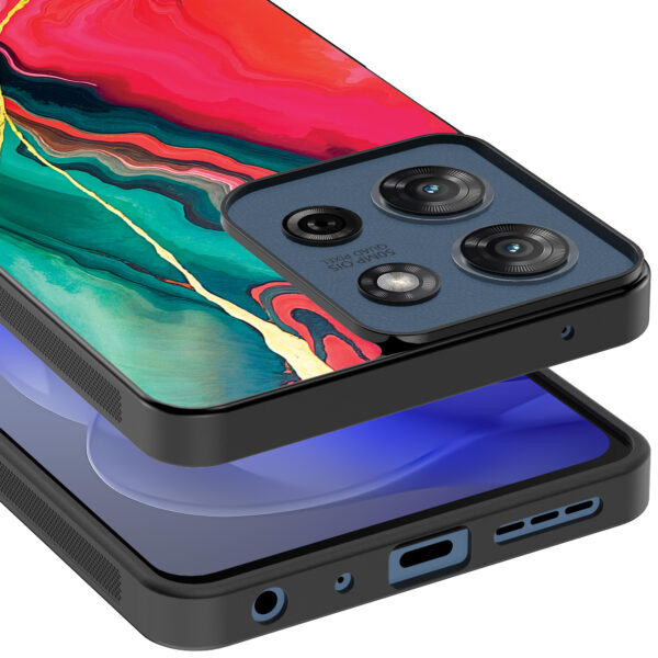 Motorola Moto G Power 2025 telefoonhoesje met rood groen marmer opdruk (4)