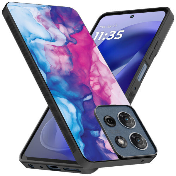 Motorola Moto G Power 2025 telefoonhoesje met roze blauw marmer opdruk (2)