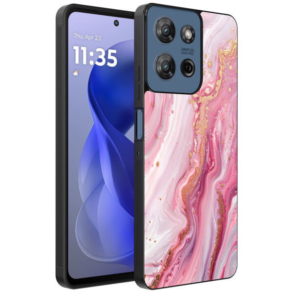 Motorola Moto G Power 2025 telefoonhoesje met roze marmer opdruk (1)