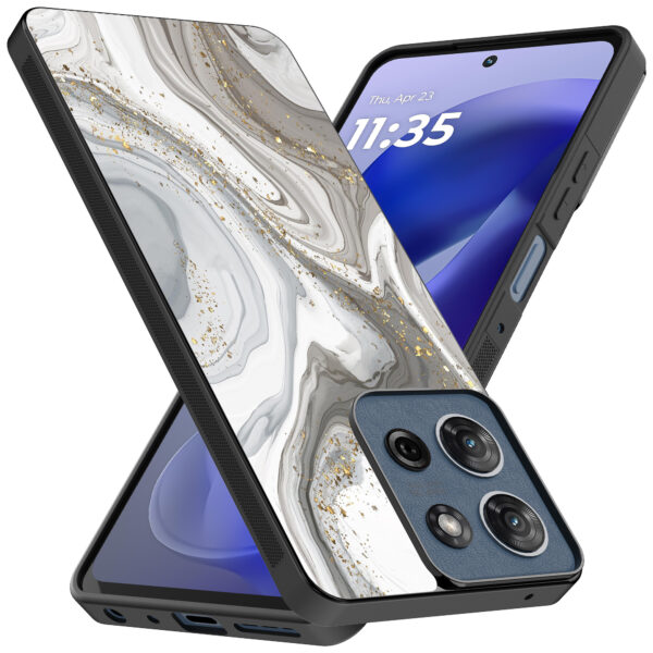 Motorola Moto G Power 2025 telefoonhoesje met zilver marmer opdruk (2)
