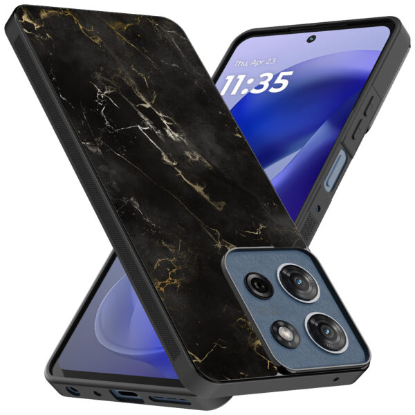 Motorola Moto G Power 2025 telefoonhoesje met zwart marmer opdruk (2)