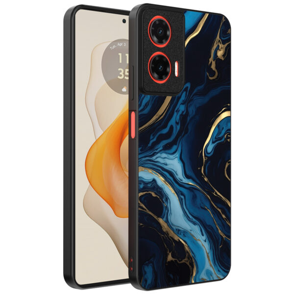 Motorola Moto G Stylus 2024 telefoonhoesje met blauw goud marmer opdruk (1)