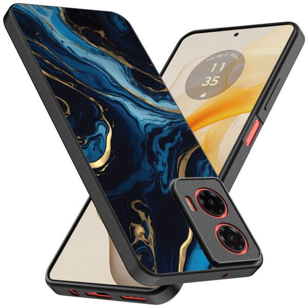 Motorola Moto G Stylus 2024 telefoonhoesje met blauw goud marmer opdruk (2)