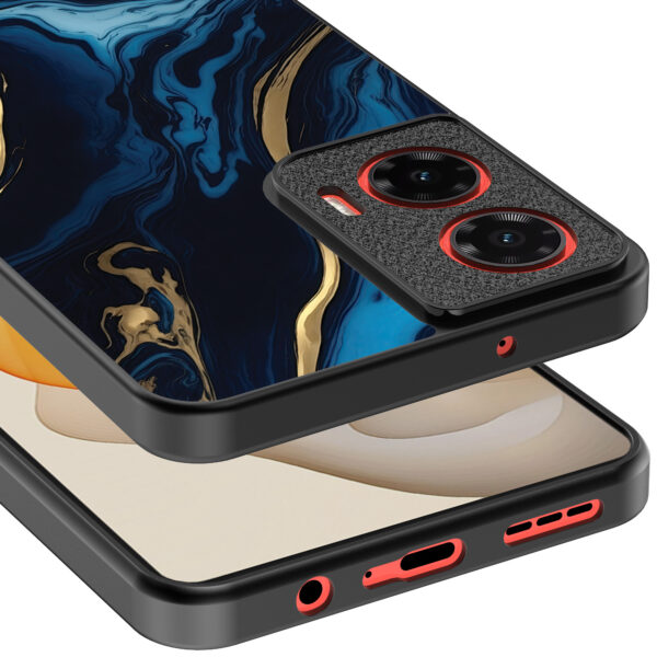 Motorola Moto G Stylus 2024 telefoonhoesje met blauw goud marmer opdruk (4)