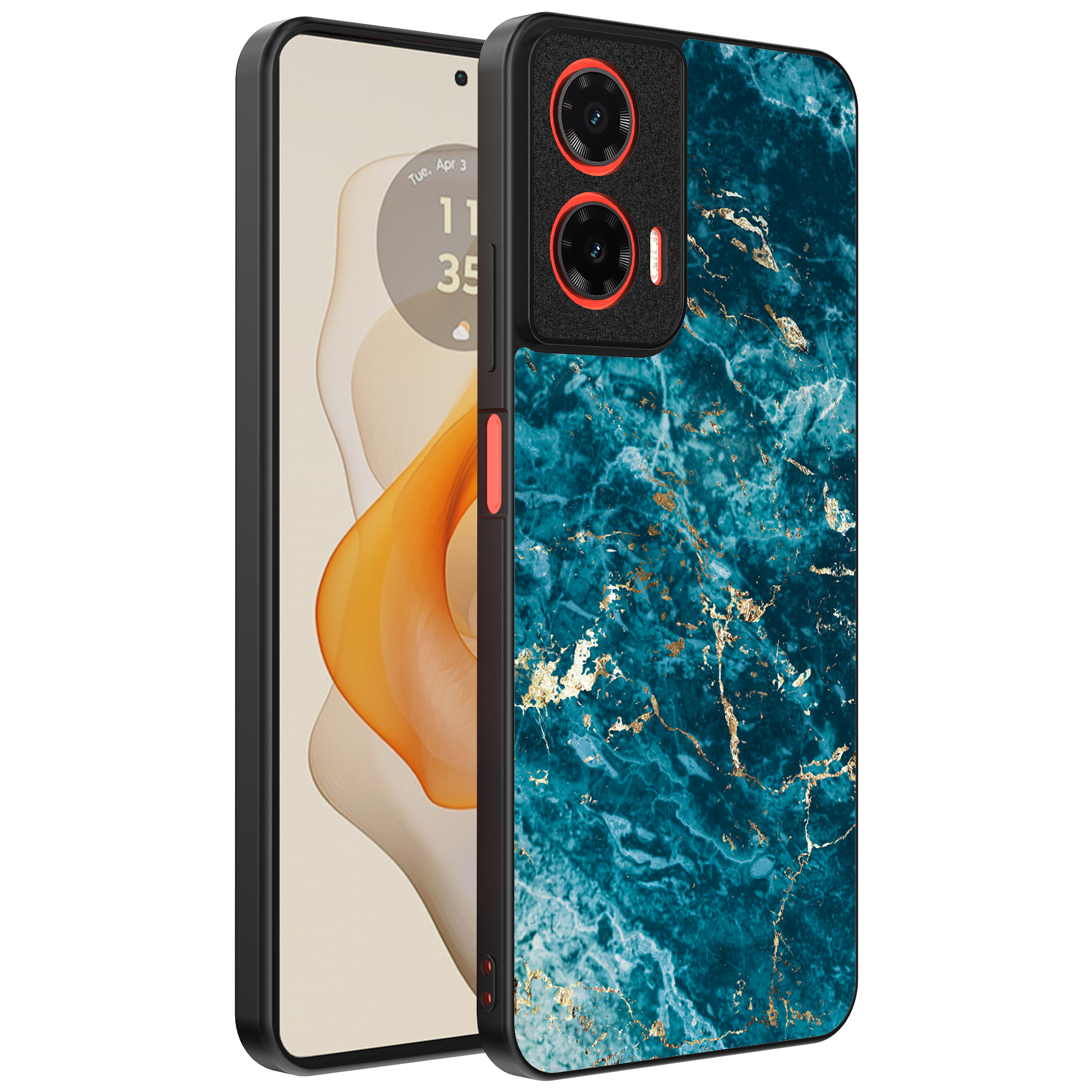Motorola Moto G Stylus 2024 telefoonhoesje met blauw marmer opdruk (1)