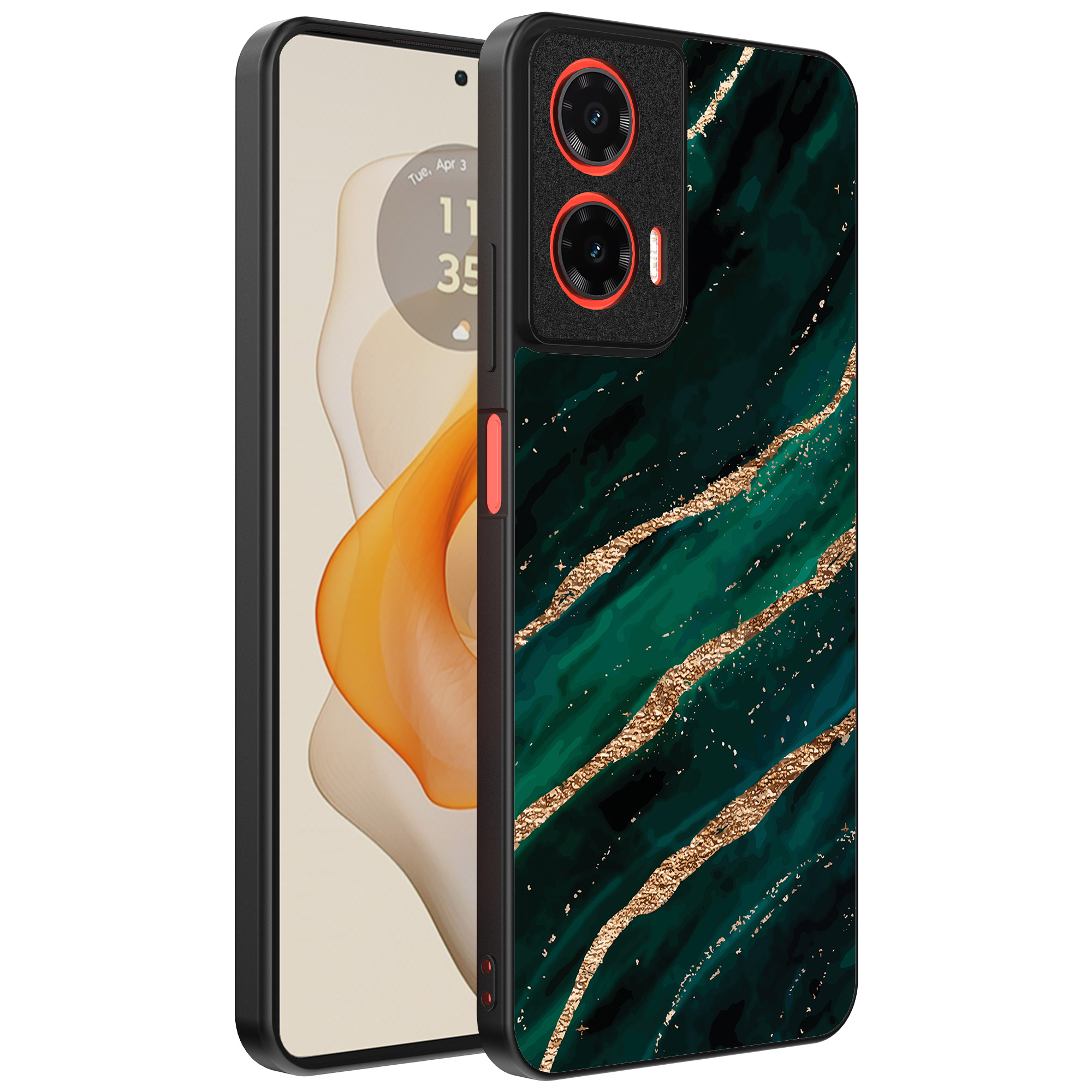 Motorola Moto G Stylus 2024 telefoonhoesje met groen goud marmer opdruk (1)