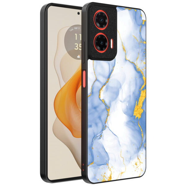 Motorola Moto G Stylus 2024 telefoonhoesje met lichtblauw goud marmer opdruk (1)