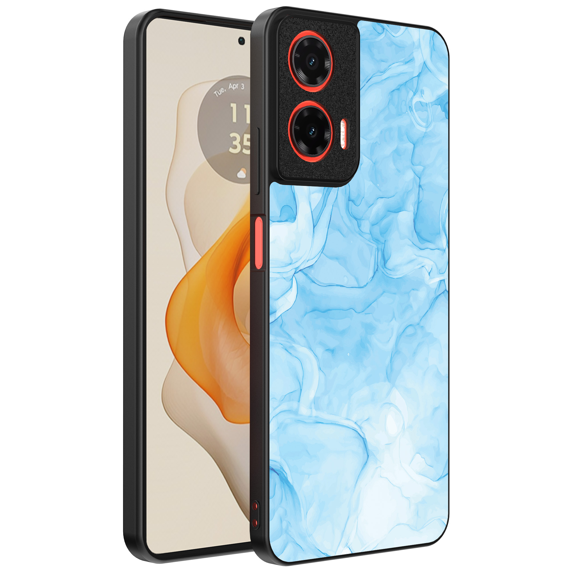 Motorola Moto G Stylus 2024 telefoonhoesje met lichtblauw marmer opdruk (1)