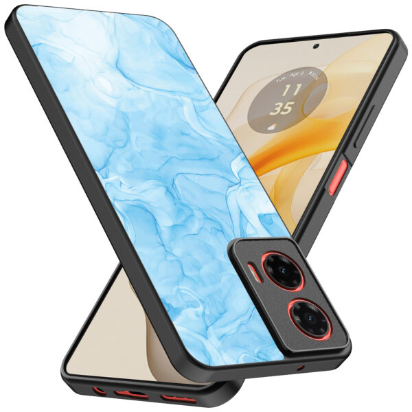 Motorola Moto G Stylus 2024 telefoonhoesje met lichtblauw marmer opdruk (2)