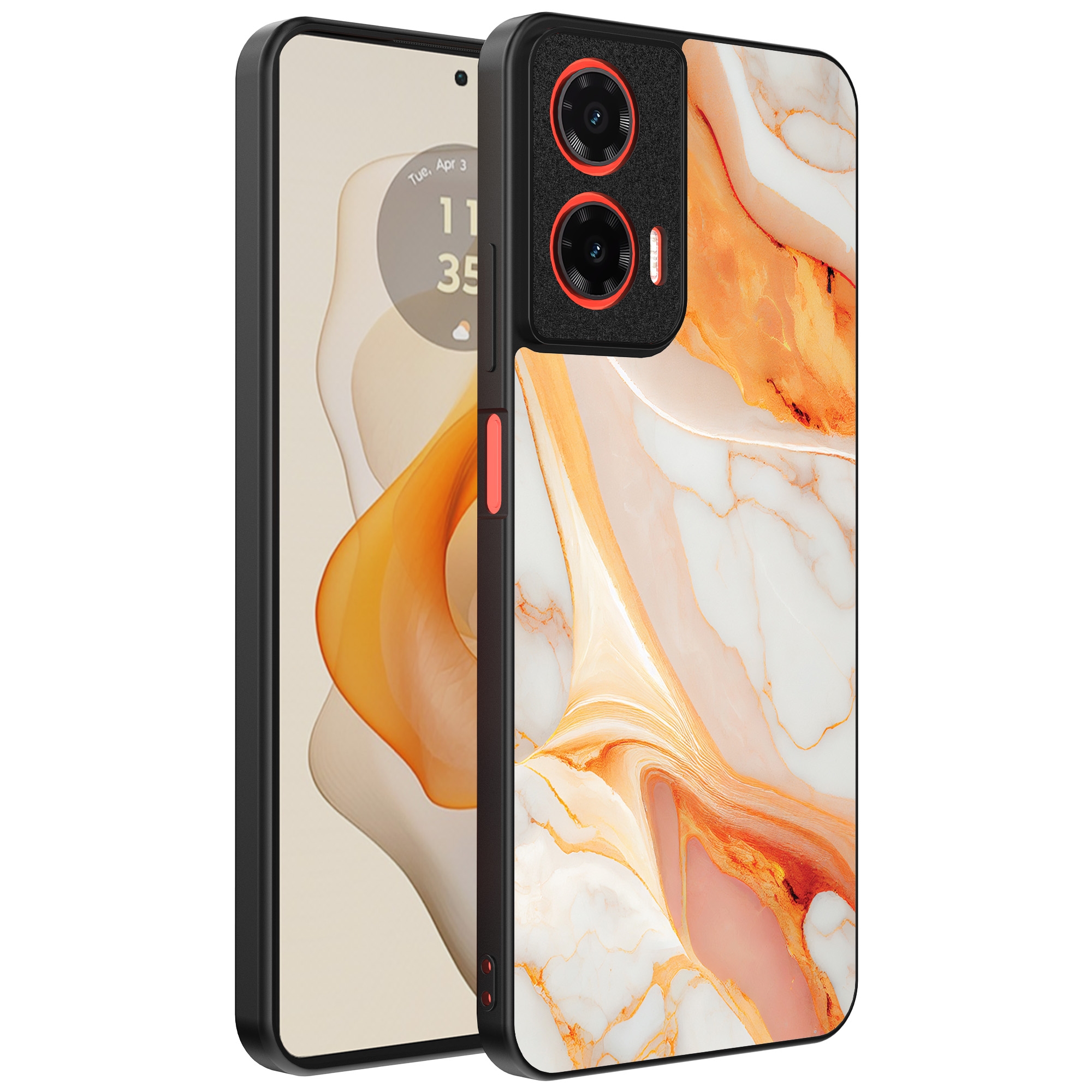 Motorola Moto G Stylus 2024 telefoonhoesje met oranje marmer opdruk (1)
