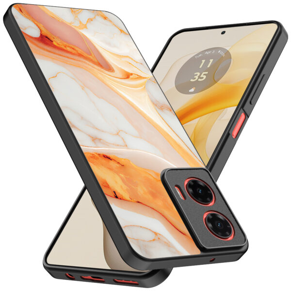 Motorola Moto G Stylus 2024 telefoonhoesje met oranje marmer opdruk (2)