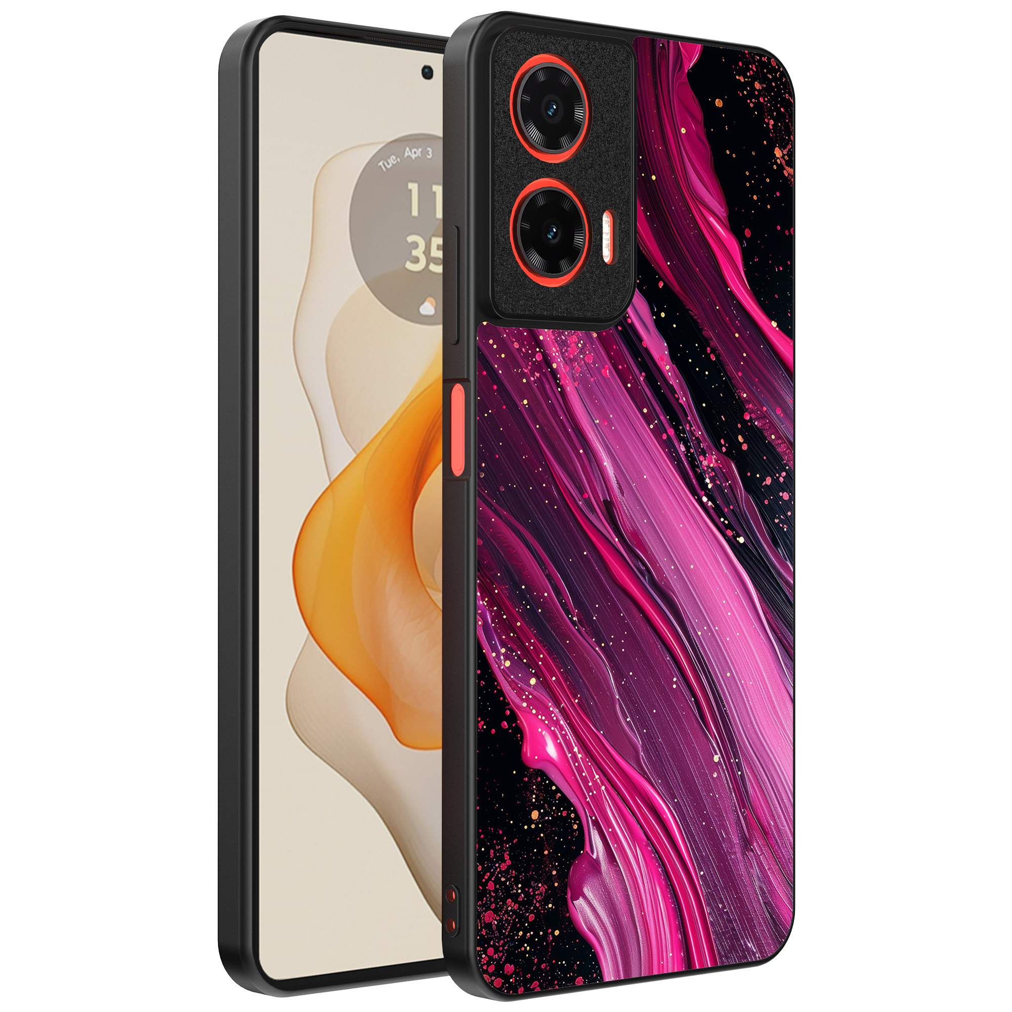 Motorola Moto G Stylus 2024 telefoonhoesje met paars roze marmer opdruk (1)