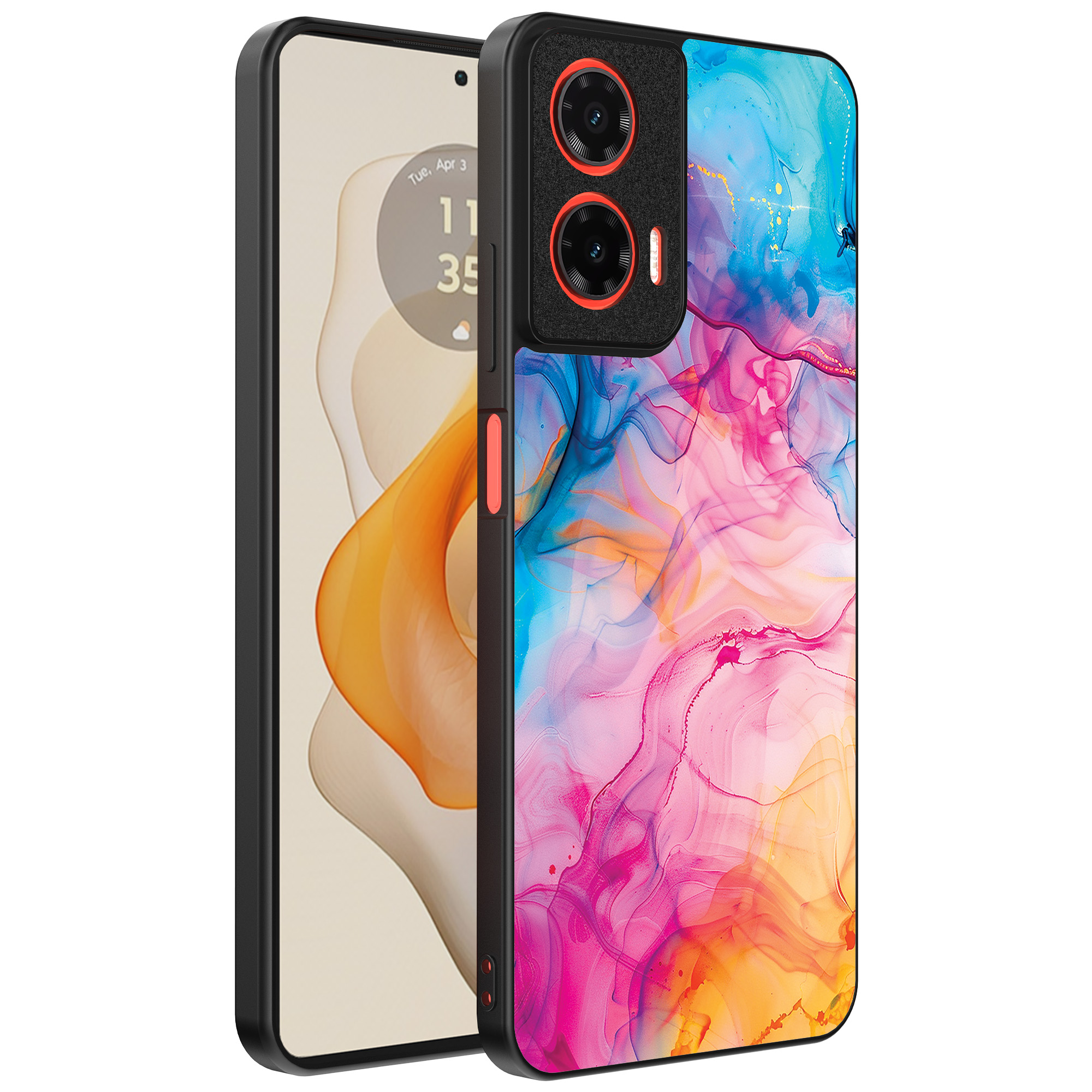 Motorola Moto G Stylus 2024 telefoonhoesje met regenboog acryl marmer opdruk (1)